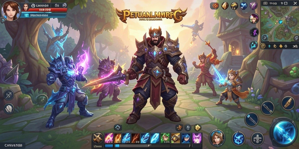 Tampilan gameplay kanvas dunia MMORPG yang memukau.