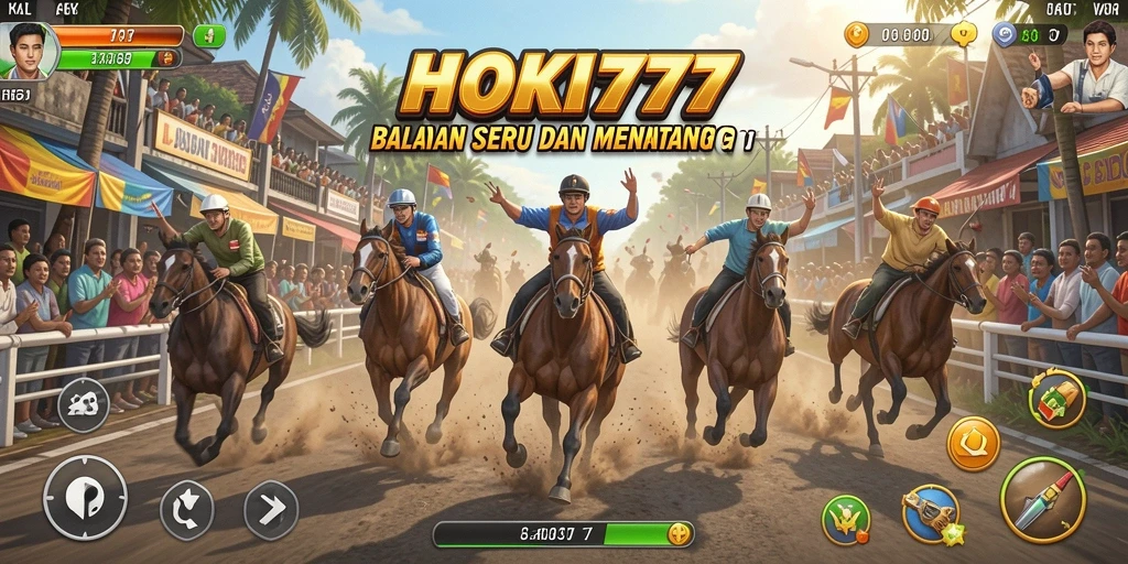 Tampilan gameplay HOKI777 yang seru dan kompetitif di lintasan balap.