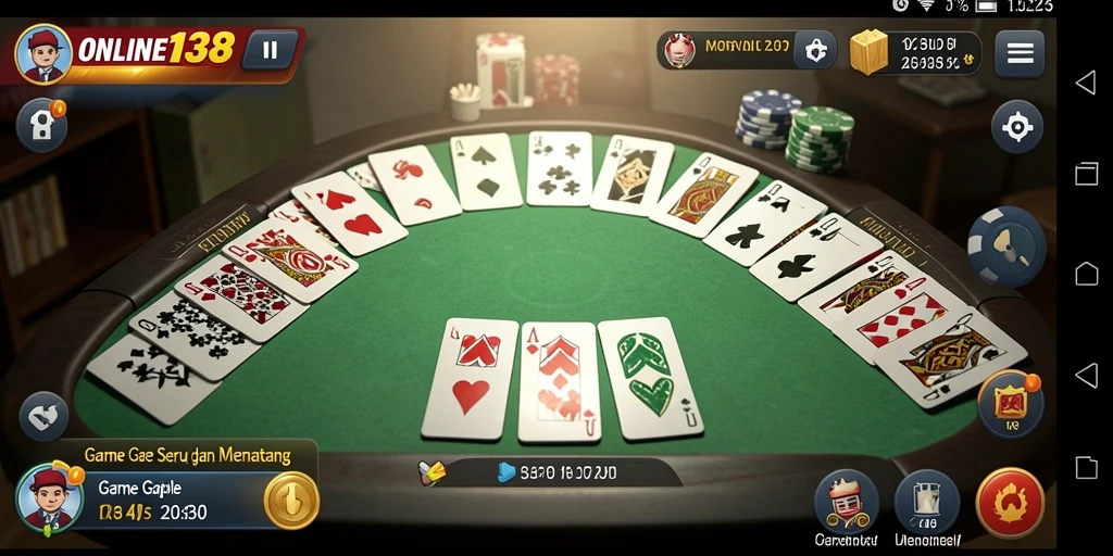Tampilan menarik dari gameplay Gaple dalam ONLINE138.